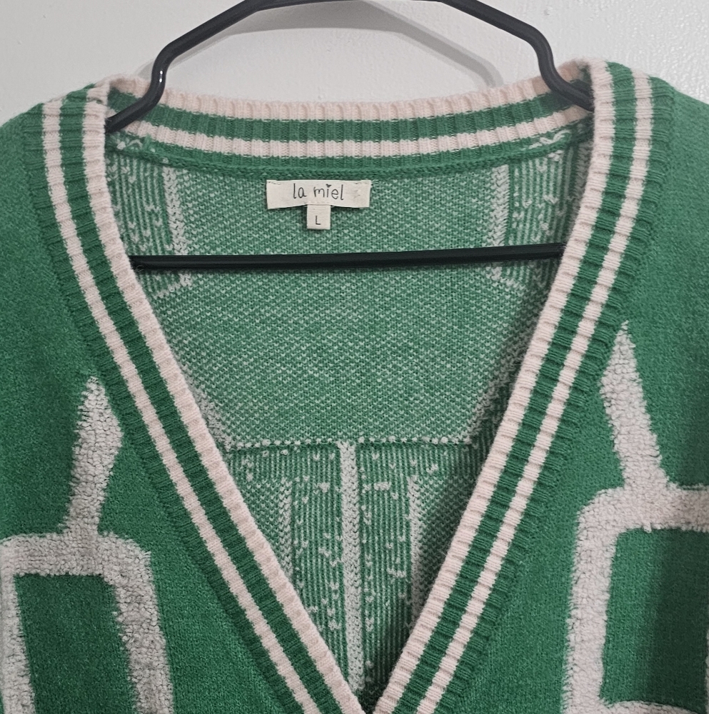 Green Geometric Pattern Sweater - Picture 4 of 10